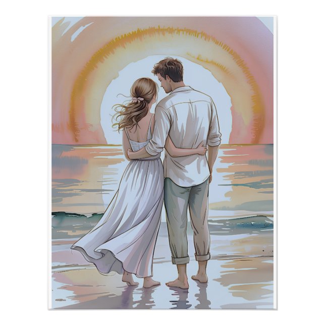 Foto Couple on the beach at sunset (Frente)