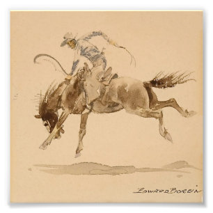 Foto Cowboy em um Cavalo Empinando de Edward Borein