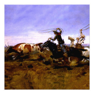 Foto “Cowboys Roping a Steer” de Charles M Russell
