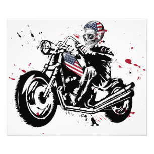 Foto Crânio Biker com bandeira americana