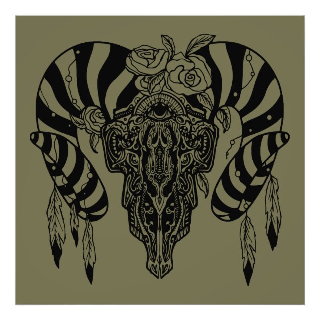 Foto Crânio de touro tribal (Frente)