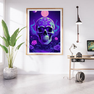 Foto Crânio Gótico Celestial com Sonho Floral Encantado