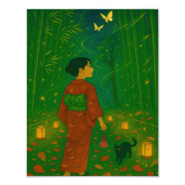 Foto Crepúsculo na Floresta Bamboo - Garota Kimono (Frente)