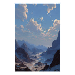 Foto Crescent Moon Over Misty Mountain Valley