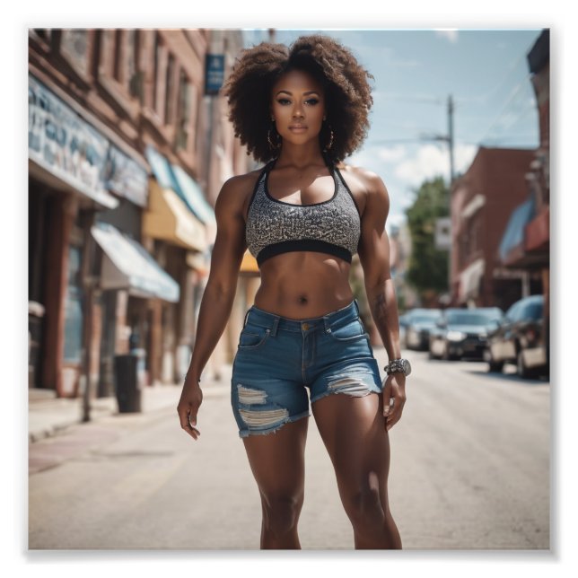 Foto Criadora de Portos Afro Girl Denim Shorts Street (Frente)