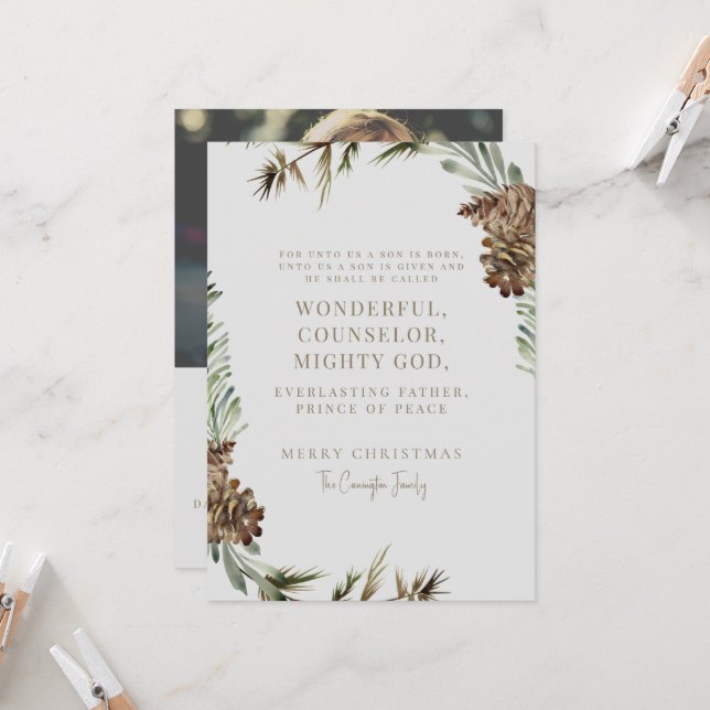 Foto Cristã da Escritura de Natal Pine Cone (Frente/Verso In Situ)