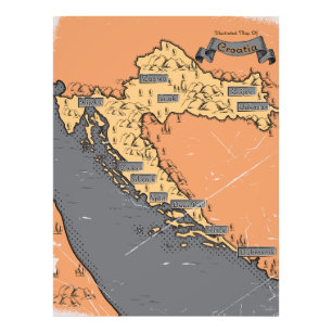 Foto Croácia Mapa antigo vintage