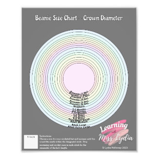 Foto Crochet Beanie Size Chart Para Uso Educativo