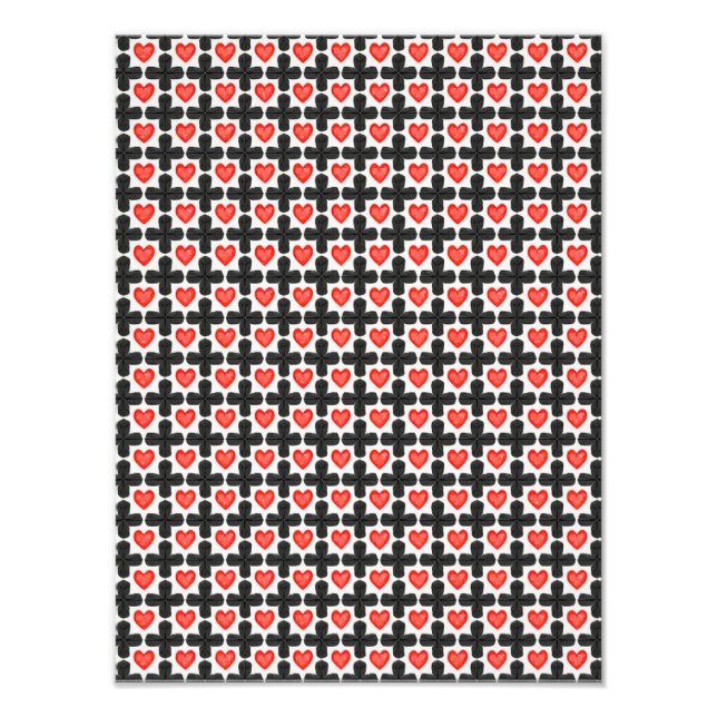 Foto Cross Shaped Checkered Pattern with Red Hearts (Frente)