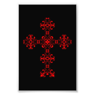 Foto Cruz Com Ornamento Vermelho Arte Decorativa Sagrad
