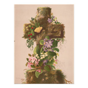 Foto Cruz Floral Rústica Vintage, Cartão de Páscoa,