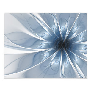 Foto Cu de flor de fantasia fractal azul macio e tenra