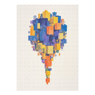 Foto Cubos Geométricos Flutuantes em Aquarela Vibrante