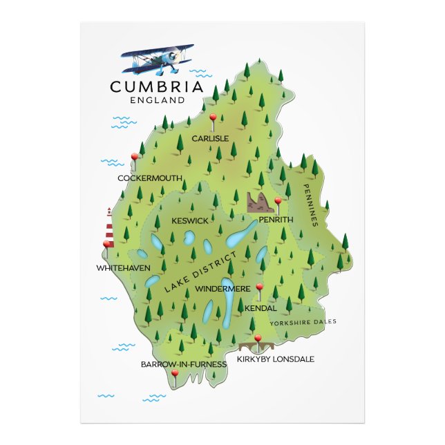 Foto Cumbria England Map poster de viagens. (Frente)