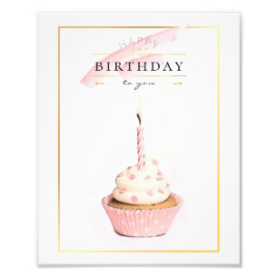 Foto Cupcake de Aniversário Rosa com Lápis Na moda