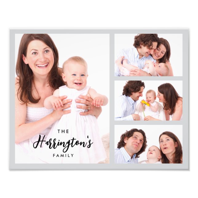 Foto Custom 4 Family Photos Collage Rectangle Frame (Frente)