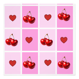 Foto Custom Cherry Heart Checkerboard Pattern