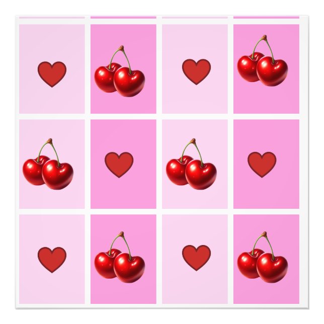 Foto Custom Cherry Heart Checkerboard Pattern (Frente)