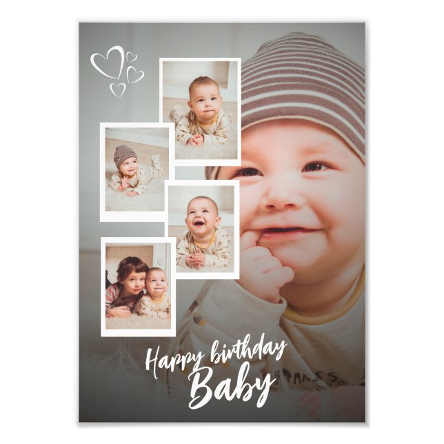 Foto Custom Happy Birthday Baby Photo Collage Plaque (Frente)