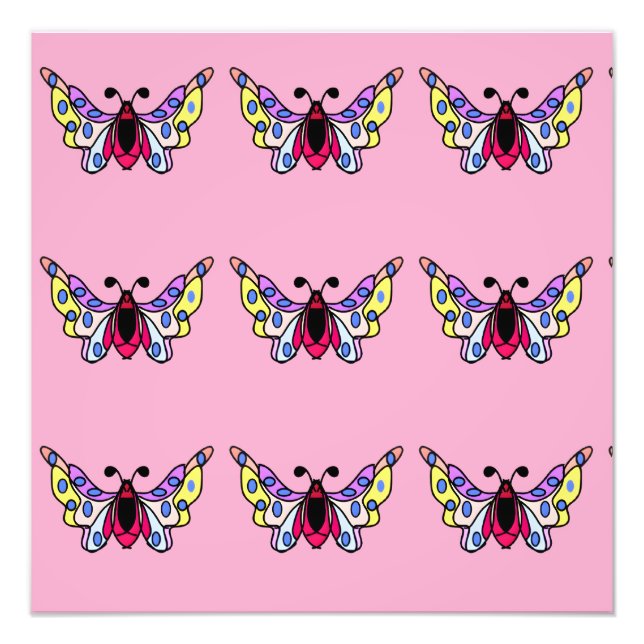 Foto Custom Vibrant Modern Folk Butterfly Art (Frente)