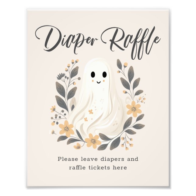 Foto Cute Ghost Fall Diaper Raffle Baby Shower Sign (Frente)