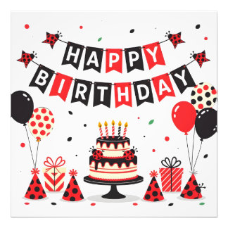 Foto Cute Happy Birthday ladybug theme