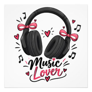 Foto Cute Headphones Poster de Amante de Música | Coraç
