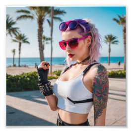 Foto Cyber Punk 80s Babe da Praia