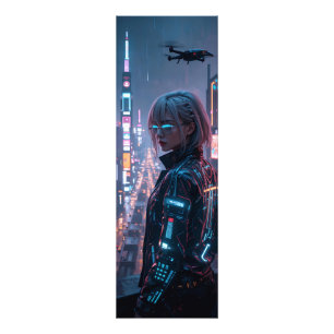 Foto Cyberpunk Cityscape Poster Futurística Female Hack