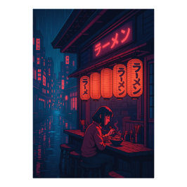 Foto Cyberpunk Ramen Night Poster – Neon Japanese Citys