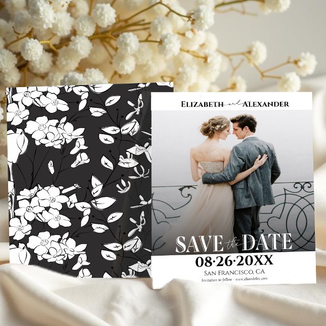 Foto da caligrafia em preto e branco Salvar a data (Criador carregado)