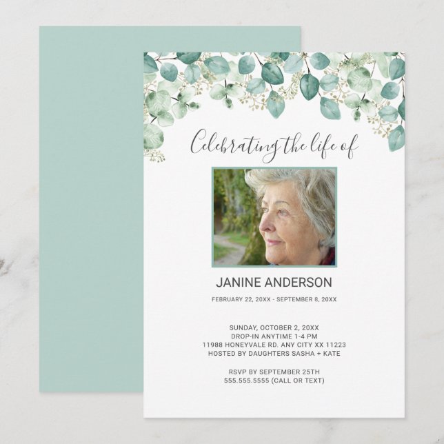 Foto da comemoração Eucalyptus Life Convite (Frente/Verso)