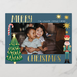 Foto da Família Bonito Natal Ouro Papai Noel Quebr