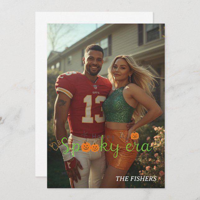 Foto da família de cartas de spooky era no hallowe (Frente/Verso)