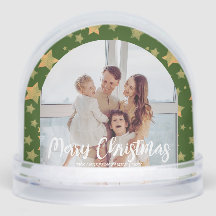 Foto da família Dourada verde Simples Feliz Natal