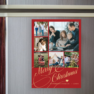 Foto da família Feliz Natal cartão magnético verme