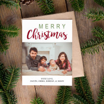 Foto da Família Feliz Natal da Caligrafia Verde Ve