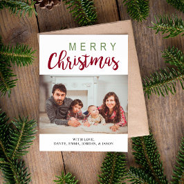 Foto da Família Feliz Natal da Caligrafia Verde Ve