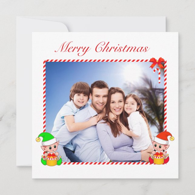 Foto da família personalizada e Elf de Natal moder (Frente)