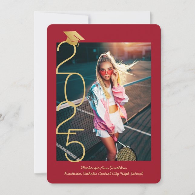 Foto da Graduação Vermelha 2022 Convite Open House (Frente)