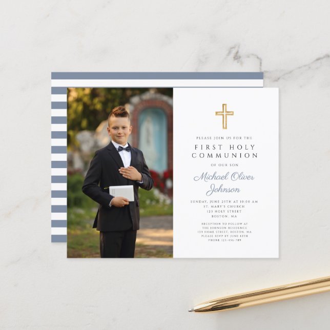 Foto da Primeira Comunhão Azul (Frente/Verso In Situ)