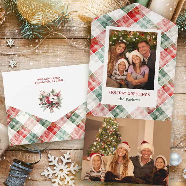 Foto da Xadrez de Natal Rustic Watercolor (Criador carregado)