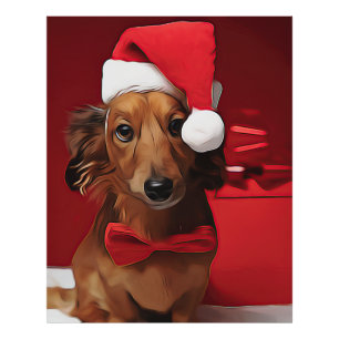 Foto Dachshund Sentado Em Frente A Um Presente De Natal