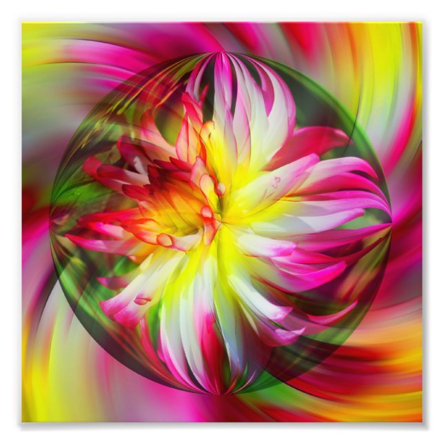 Foto Dahlia Flower Floral Abstrato Art 8x8 (Frente)