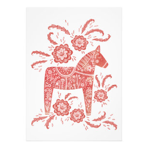 Foto Dala Horse Red and White FolArt