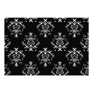Foto Damasco, Ornaments, Swirls - Branco Preto