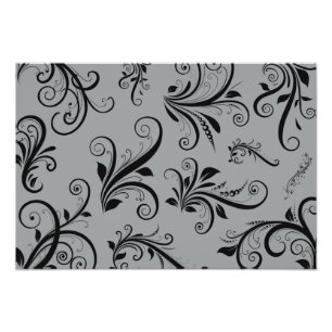 Foto Damasco, Ornaments, Swirls - Cinza Preta