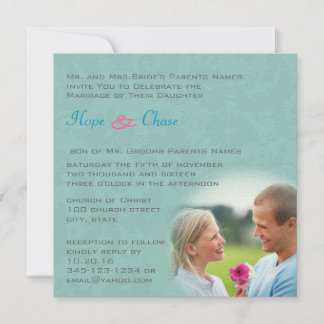 Foto: Damask Aqua Blue Pink Casation Convite