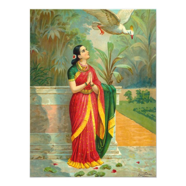 Foto Damayanti e Swan por Raja Ravi Varma (Frente)