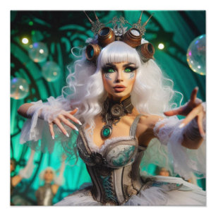 Foto Dançarina Steampunk Vitoriana Futurista Verde
